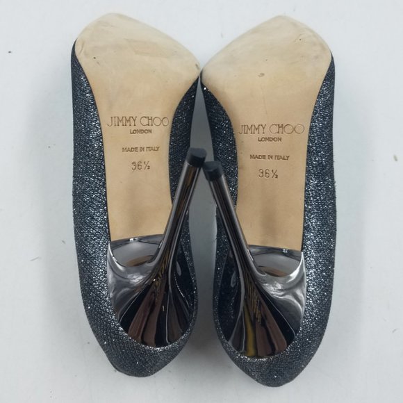 AUTHENTIC Jimmy Choo Gunmetal Glitter Pumps Women's 6.5 | 36.5 - EUC - Picture 5 of 16